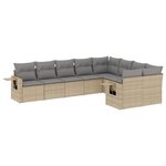 vidaXL Salon de jardin avec coussins 9 Pièces beige résine tressée
