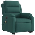 vidaXL Fauteuil inclinable de massage électrique Vert foncé Tissu
