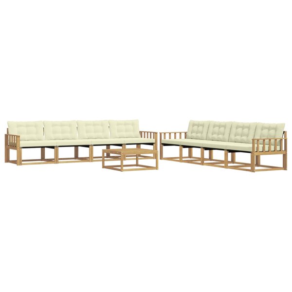 vidaXL Ensemble de canapés d'extérieur 9 pc Blanc et crème