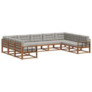 vidaXL Ensemble de canapés d'extérieur 9 pc Gris Naturel et Clair