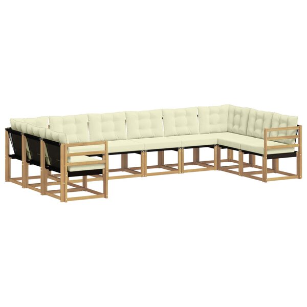 vidaXL Ensemble de canapés d'extérieur 10 pc Blanc et crème