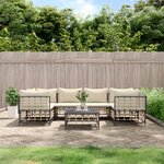 vidaXL Salon de jardin 7 Pièces avec coussins anthracite résine tressée