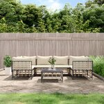 vidaXL Salon de jardin 7 Pièces avec coussins anthracite résine tressée