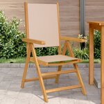 vidaXL Chaises de jardin lot de 2 taupe bois d'acacia massif et tissu