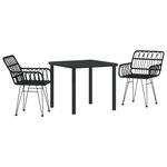 vidaXL Ensemble de jardin 3 pièces noir en poly rattan