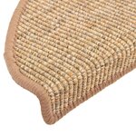 vidaXL Tapis d'escalier 15 pièces 56 x 17 x 3 cm Marron clair Demi-rond