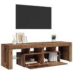 vidaXL Meuble TV avec lumières LED vieux bois bois d'ingénierie