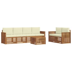 vidaXL Ensemble de canapés d'extérieur 7 Pièces Naturel et Crème