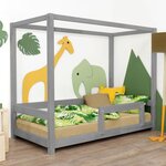 Lit cabane enfant BUNKY 120 x 190 gris