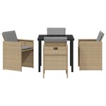 vidaXL Ensemble de salle à manger de jardin de 5 pièces avec coussins en rattan poly beige