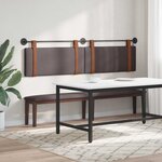 vidaXL Tête de lit suspendue Avec lumière LED Marron foncé PU antique