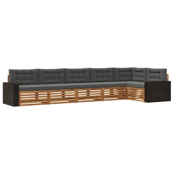 vidaXL Ensemble de canapés d'extérieur 6 Pièces Naturel et Anthracite