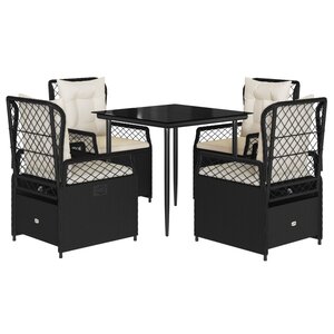 vidaXL Ensemble à manger de jardin coussins 5Pièces Noir Résine tressée