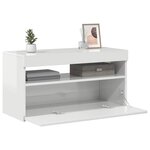 vidaXL Meuble TV avec lumières LED Blanc brillant 75x35x40 cm