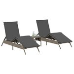 vidaXL Chaises longues lot de 2 avec table gris résine tressée