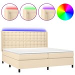 vidaXL Sommier à lattes de lit matelas et LED Crème 200x200 cm Tissu
