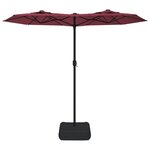 vidaXL Parasol de jardin à double tête avec LED rouge bordeaux
