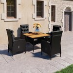 vidaXL Ensemble à manger de jardin 5 Pièces Résine tressée et acacia Noir