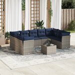 vidaXL Salon de jardin 10 Pièces avec coussins gris résine tressée