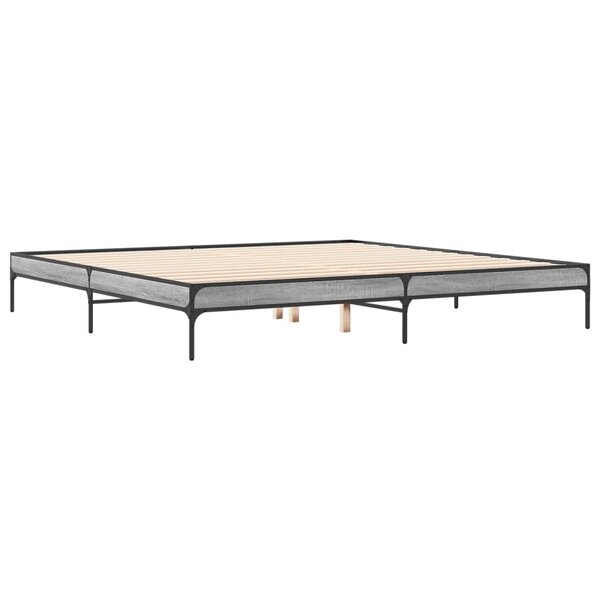 vidaXL Cadre de lit sonoma gris 200x200 cm bois d'ingénierie et métal