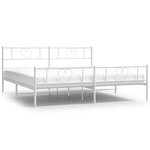 vidaXL Cadre de lit métal avec tête de lit/pied de lit blanc 183x213cm