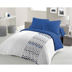 Parure de couette microfibre - housse de couette 240 x 260 + 2 taies d'oreiller 63 x 63 - Bleu