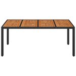 vidaXL Table de jardin dessus en bois Noir 190x90x75 cm Résine tressée