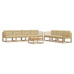 vidaXL Ensemble de canapés d'extérieur 7 Pièces Blanc et Beige