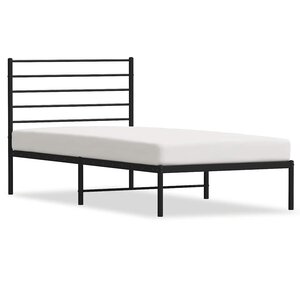 vidaXL Cadre de lit métal sans matelas avec tête de lit noir 90x200 cm