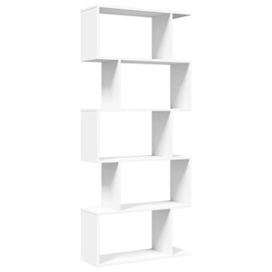 vidaXL Bibliothèque séparateur de pièce à 5 niveaux Blanc 70 x 24 x 161 cm Bois d'ingénierie