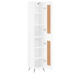 vidaXL Buffet haut Blanc brillant 34 5x34x180 cm Bois d'ingénierie