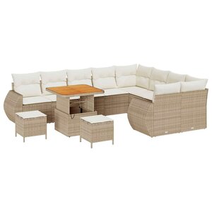 vidaXL Ensemble de canapé de jardin avec coussin 12 Pièces beige et crème