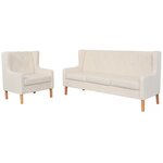 vidaXL Ensemble de canapés 2 Pièces tissu blanc crème