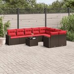 vidaXL Salon de jardin 10 Pièces avec coussins marron résine tressée