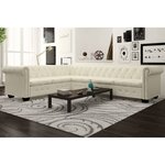 vidaXL Canapé d'angle Chesterfield 6 places Cuir artificiel Blanc