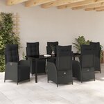 vidaXL Ensemble de repas de jardin 7 pièces en Rattan poli noir