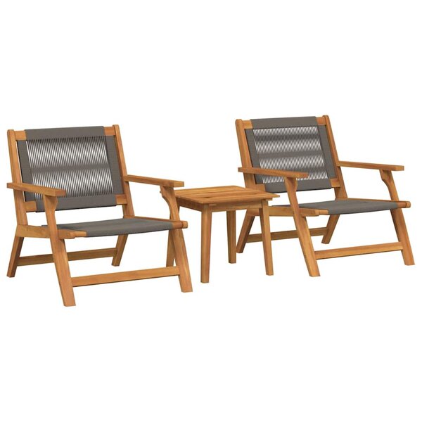 vidaXL Chaises de jardin avec table 3 Pièces Gris Bois d'Acacia Massif