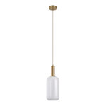 Lampe cylindrique en suspension en verre blanc Ø 13 cm cordon de 150 cm