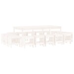 vidaXL Ensemble à manger de jardin 17 Pièces blanc bois massif de pin