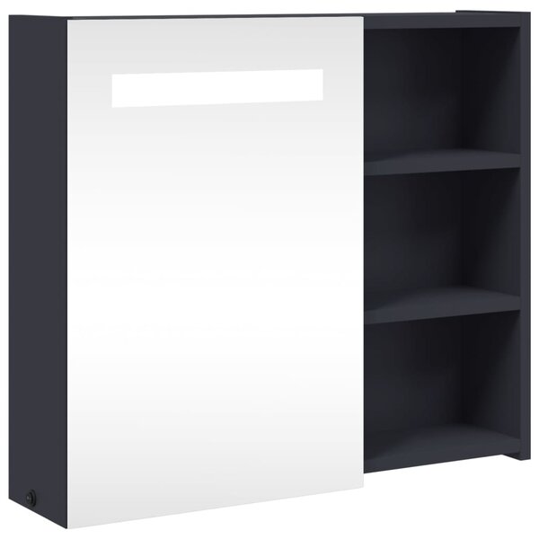 vidaXL Armoire de salle de bain à miroir avec LED gris 60x13x52 cm