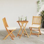Ensemble bistro de jardin 3 pièces en bois d'acacia massif