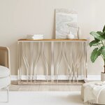 vidaXL Table console argenté acier inoxydable et bois massif d'acacia