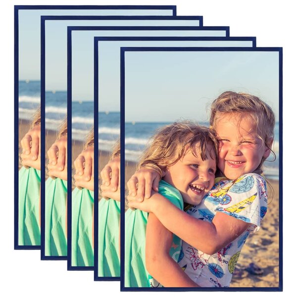 vidaXL Collage de cadres photo 5 Pièces de mur Bleu 59 4x84 cm MDF