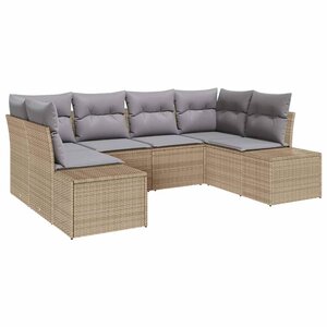 vidaXL Ensemble de canapé de jardin 6 Pièces Beige Poly rotin