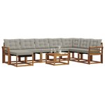 vidaXL Ensemble de canapés d'extérieur 9 Pièces Gris Naturel et Clair