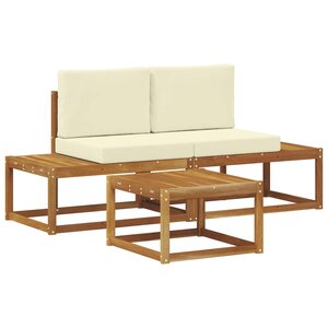 vidaXL Ensemble de canapés d'extérieur avec coussin 3 Pièces Naturel
