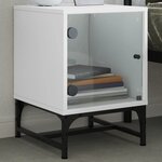 vidaXL Table de chevet avec porte en verre blanc 35x37x50 cm