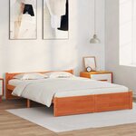 vidaXL Cadre de lit Marron cire 150 x 200 cm Bois massif en pin