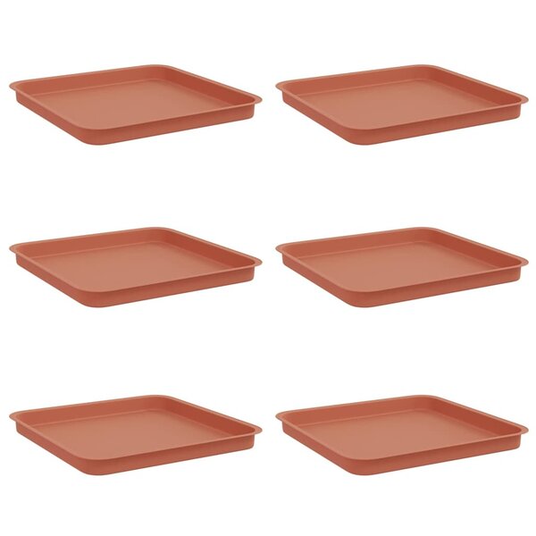 vidaXL Plateau carré à fleurs 6 Pièces Rouge brique 36 x 36 x 2.5 cm