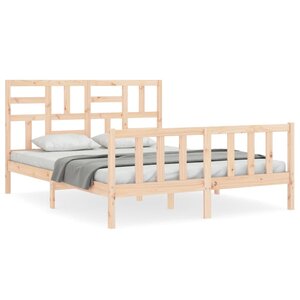 vidaXL Cadre de lit avec tête de lit king size bois massif